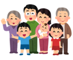 集まった家族のイラスト